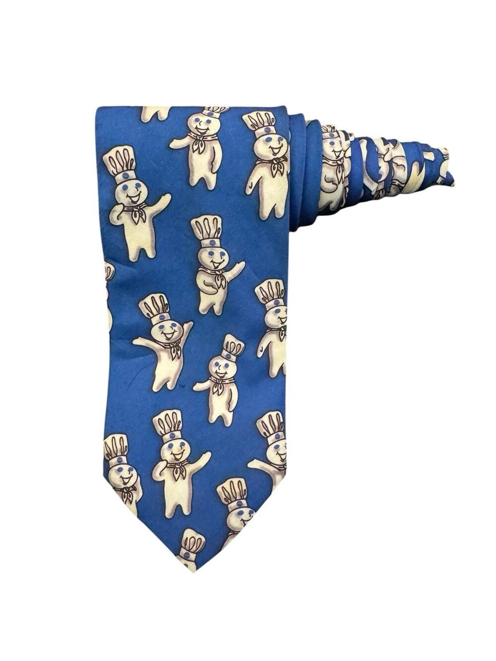 Ralph Marlin Pillsbury Doughboy Repeat Vintage Novelty Necktie Polyester